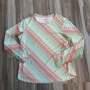 IBKUL‎ Women L Colorful Geometric Sun Shirt Cooling Vented Outdoors Golf